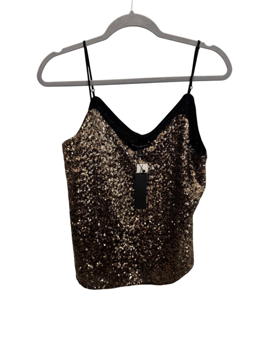 Banana Republic Gold Sequin Spaghetti Strap Tank Top